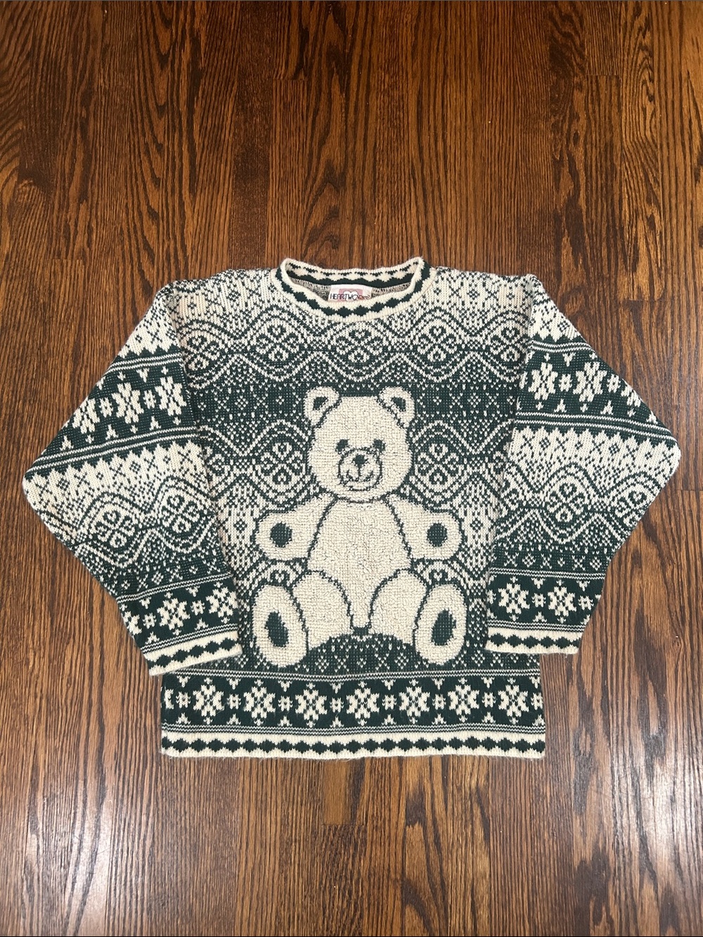 Vintage 80s Teddy Bear Knit Sweater
